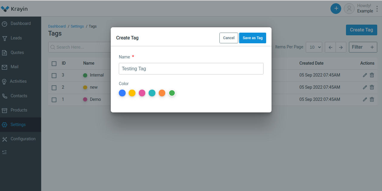 Create Tags