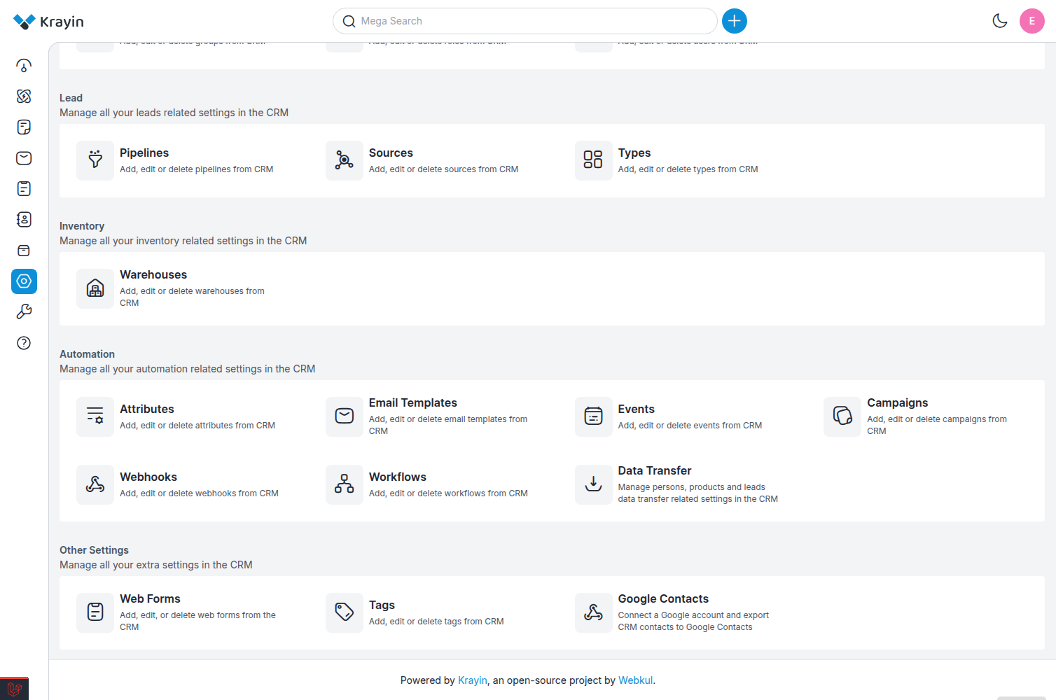 Google Contacts in Settings